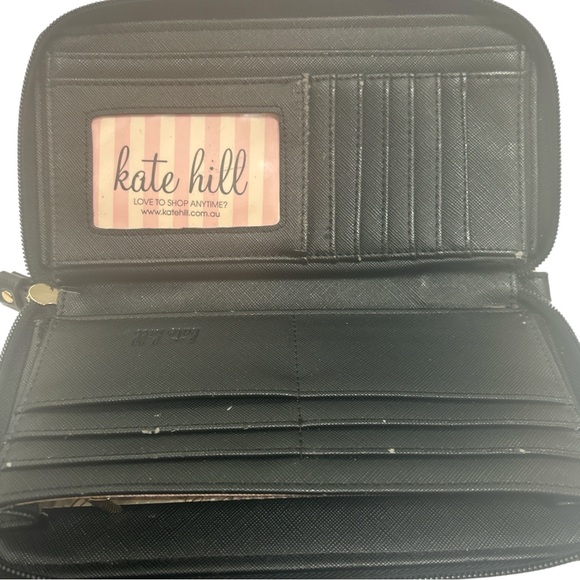 Kate Hill Black and Pink Floral Wristlet Wallet - Picture 2 of 2